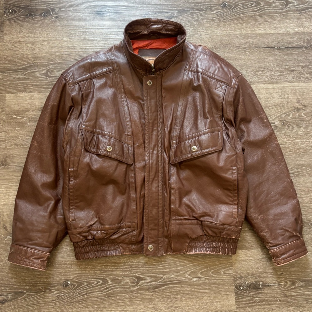 TRUE VINTAGE GENUINE LEATHER BOMBER JACKET